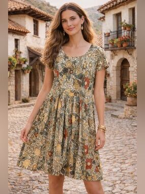 Peruvian Connection Womens Akiko Beeswax Short Streatchy Short Sleeve Dress XL